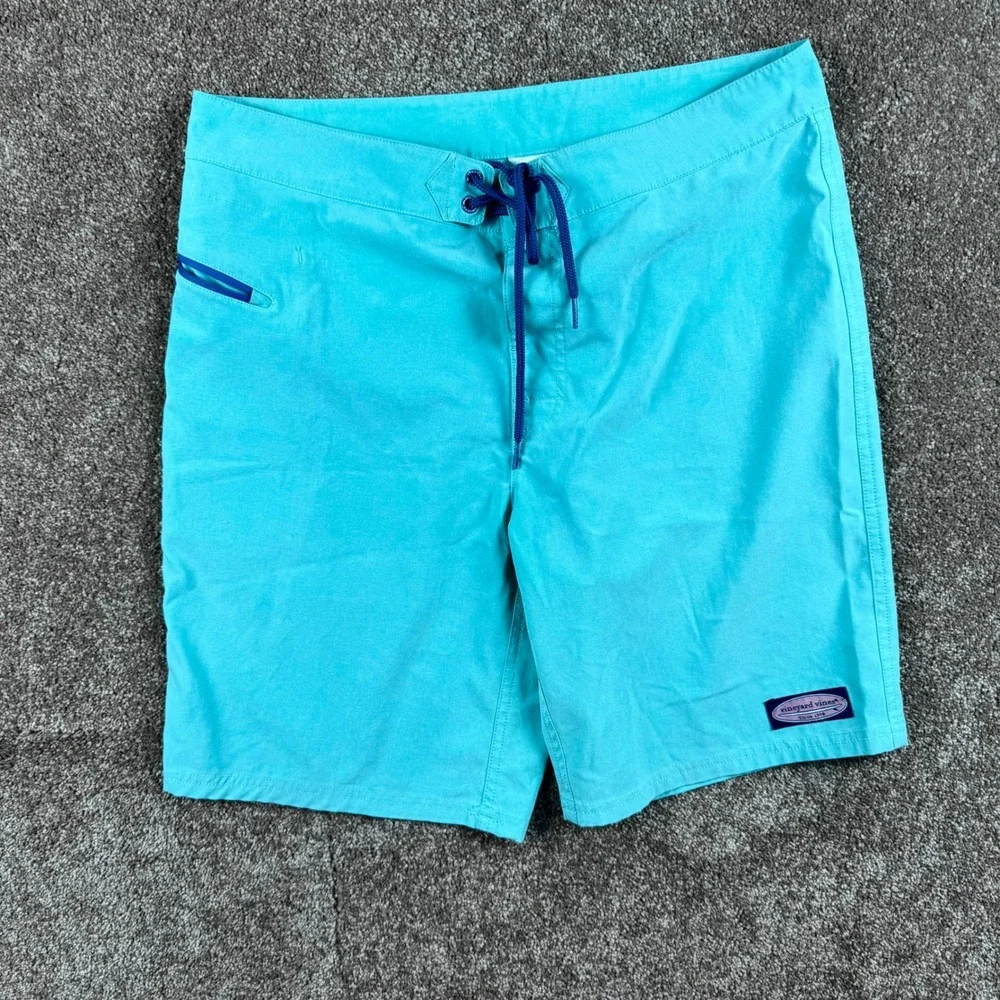 Vineyard Vines Mens Turquoise Green Performance Board Shorts Swim Trunks Size 32